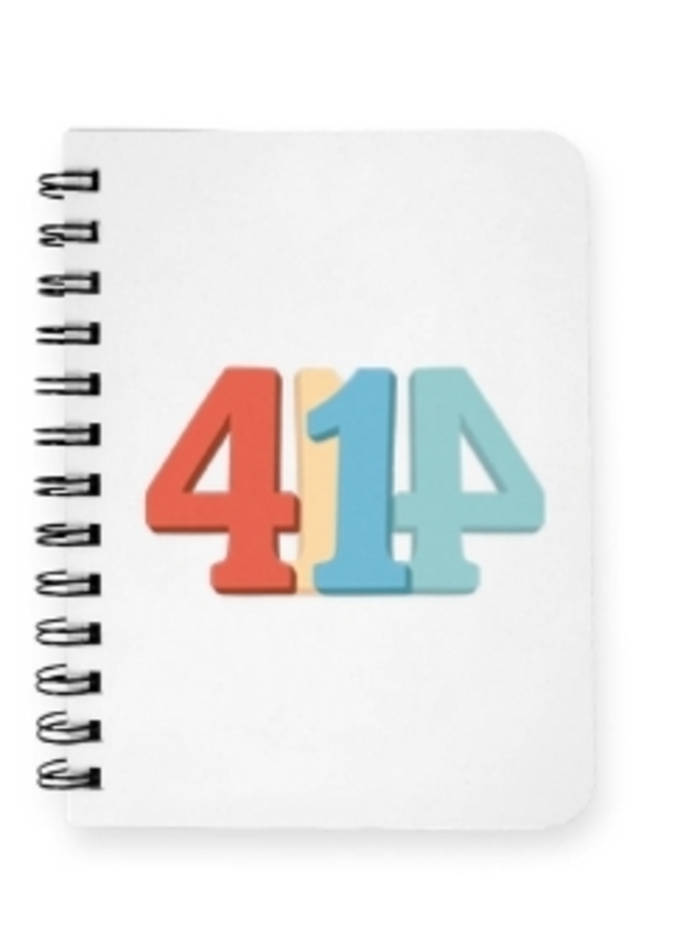 Spiral Notebook with Colorful 414 Design - White